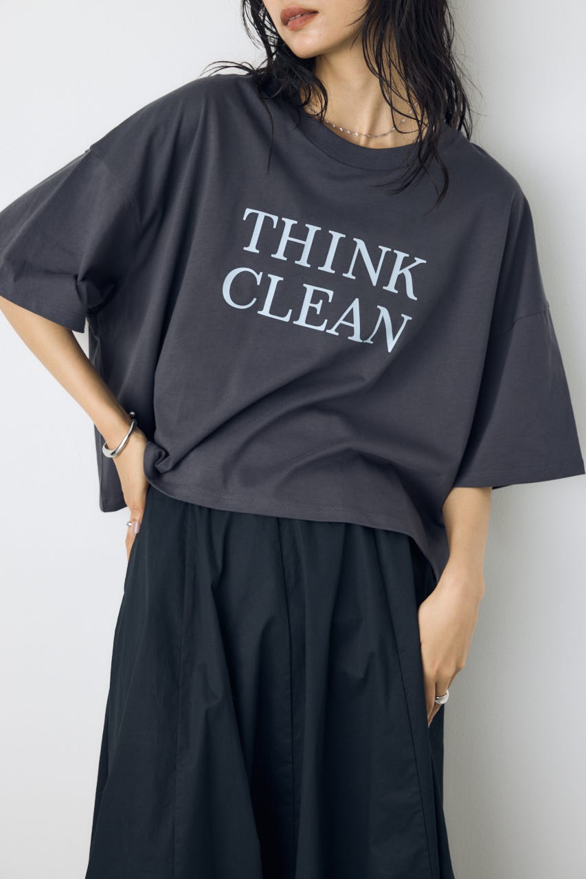 ドロップショルダーロゴ5分袖Tシャツ L/BLK S
