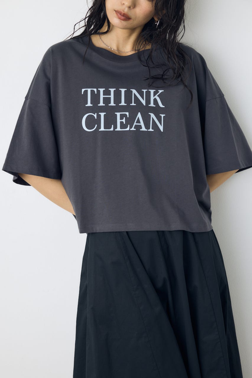 ドロップショルダーロゴ5分袖Tシャツ L/BLK S