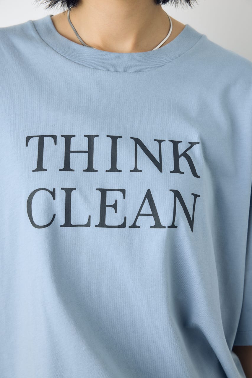 ドロップショルダーロゴ5分袖Tシャツ L/BLU M