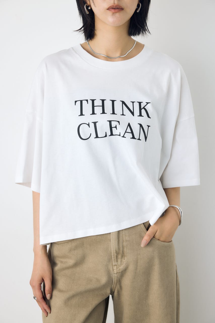 ドロップショルダーロゴ5分袖Tシャツ O/WHT M