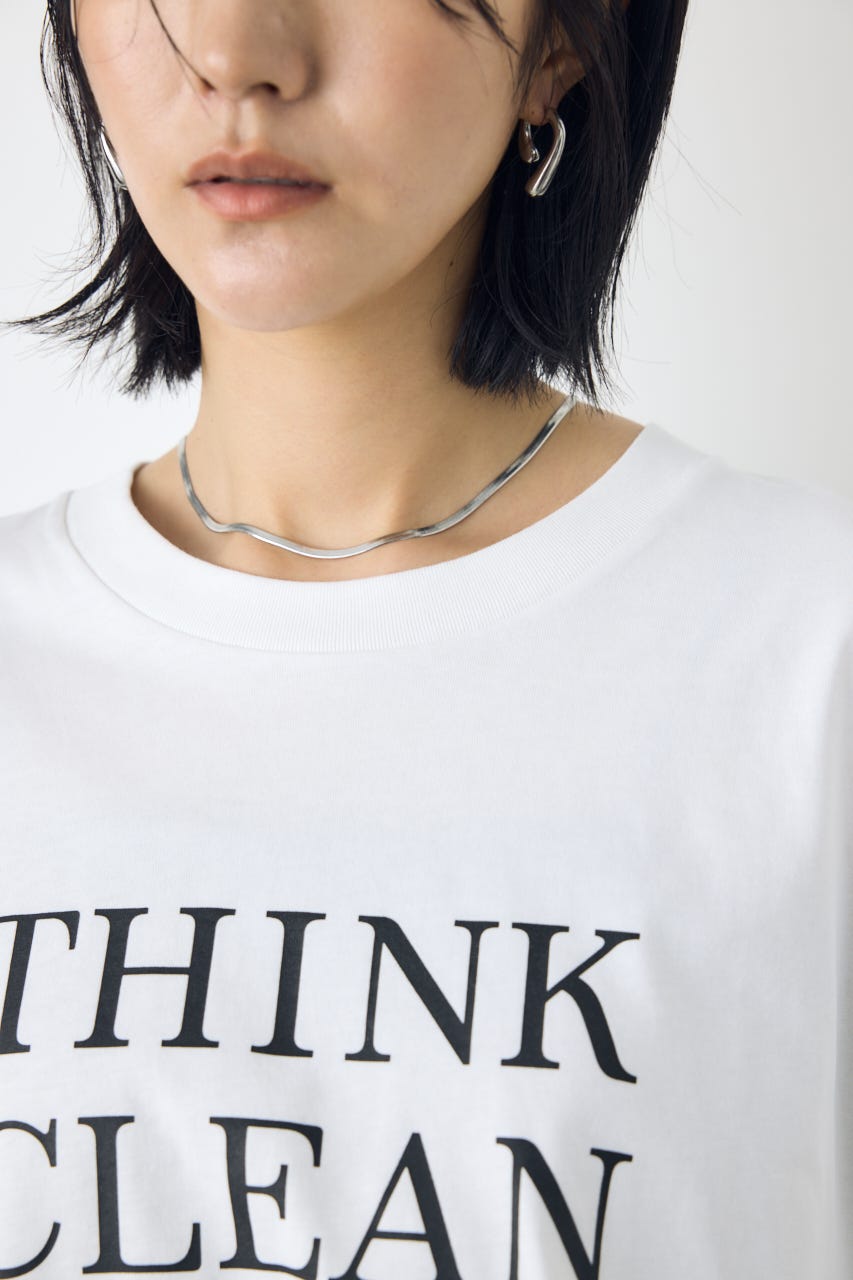 ドロップショルダーロゴ5分袖Tシャツ O/WHT M