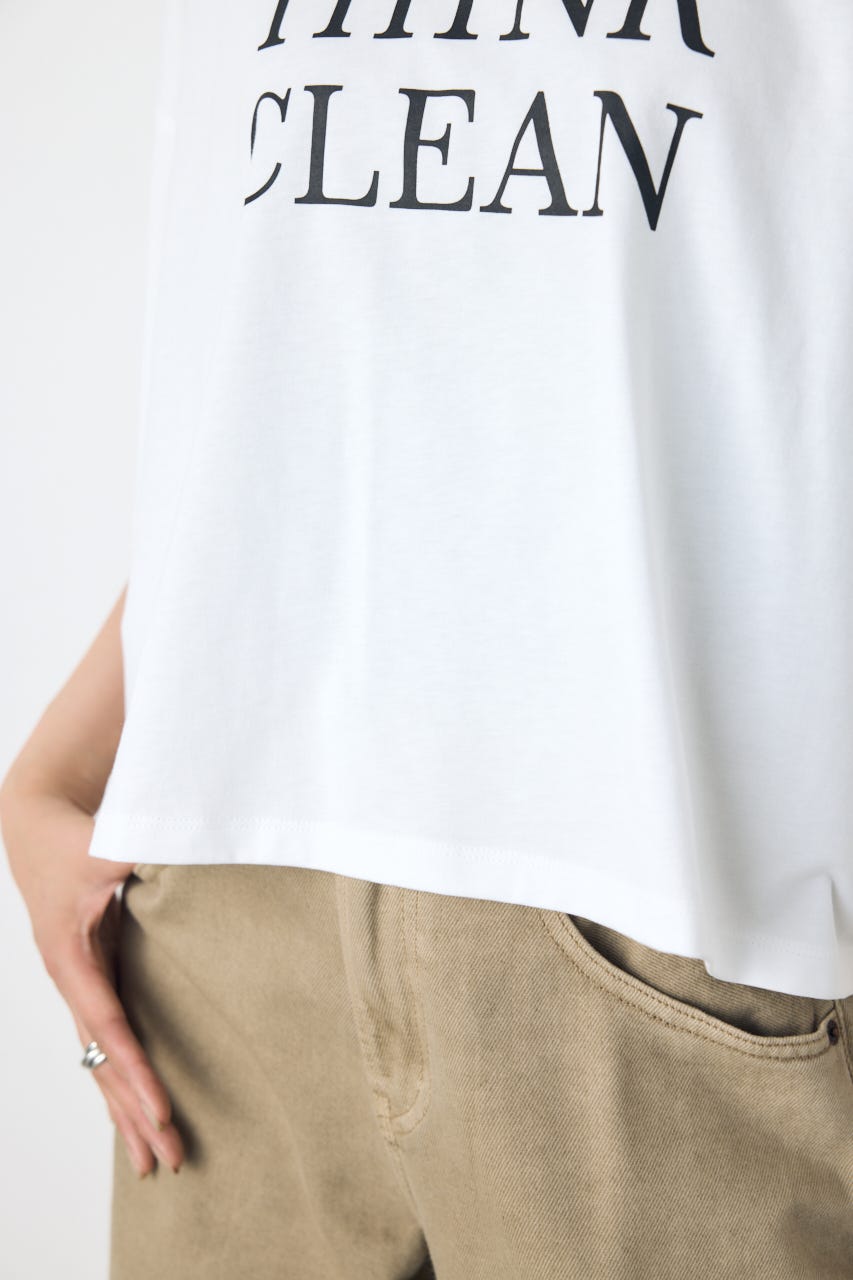 ドロップショルダーロゴ5分袖Tシャツ O/WHT M