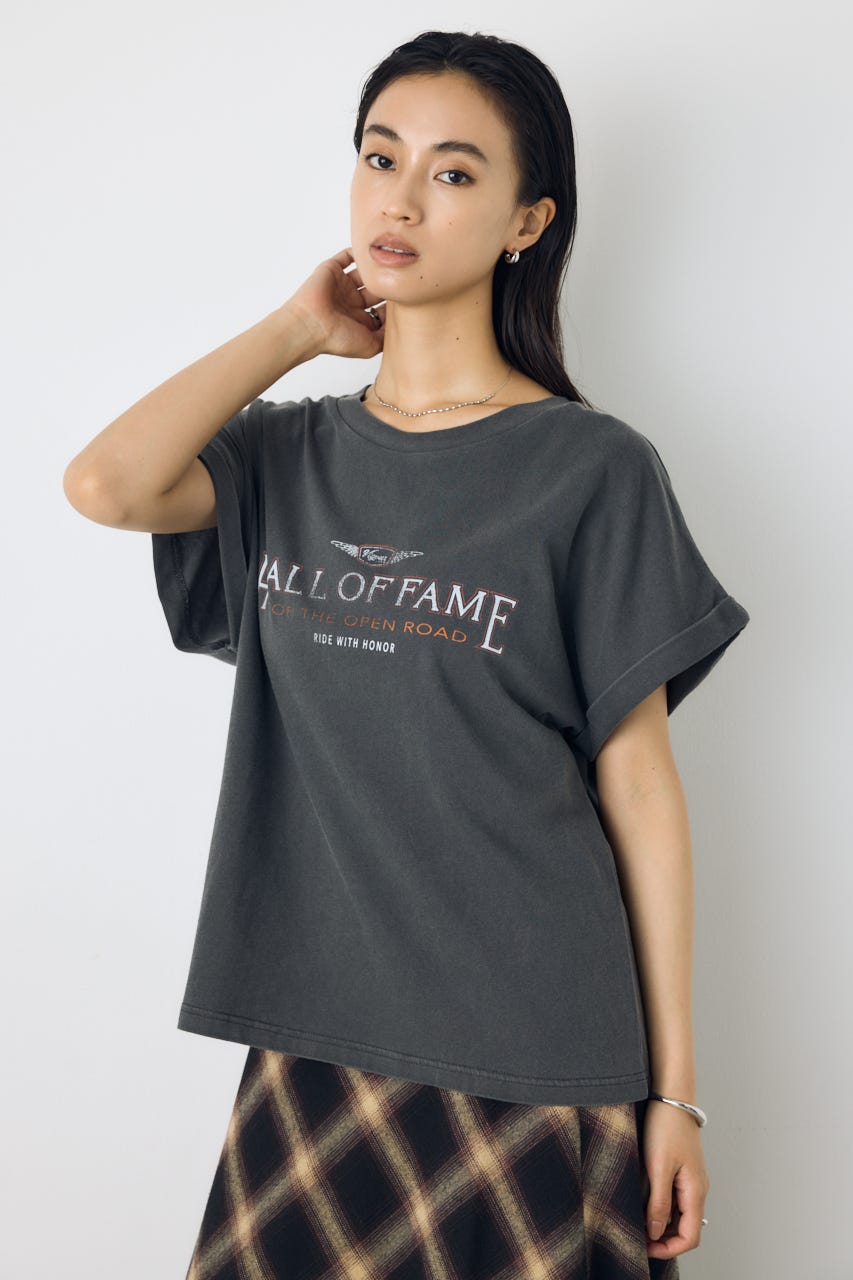 ヴィンテージライクプリントTシャツ L/BLK S
