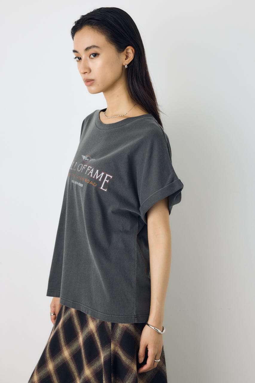 ヴィンテージライクプリントTシャツ L/BLK S