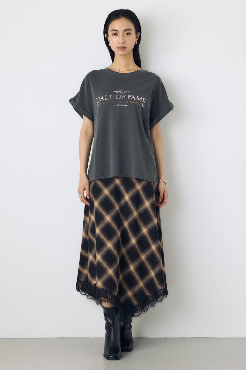 ヴィンテージライクプリントTシャツ L/BLK S
