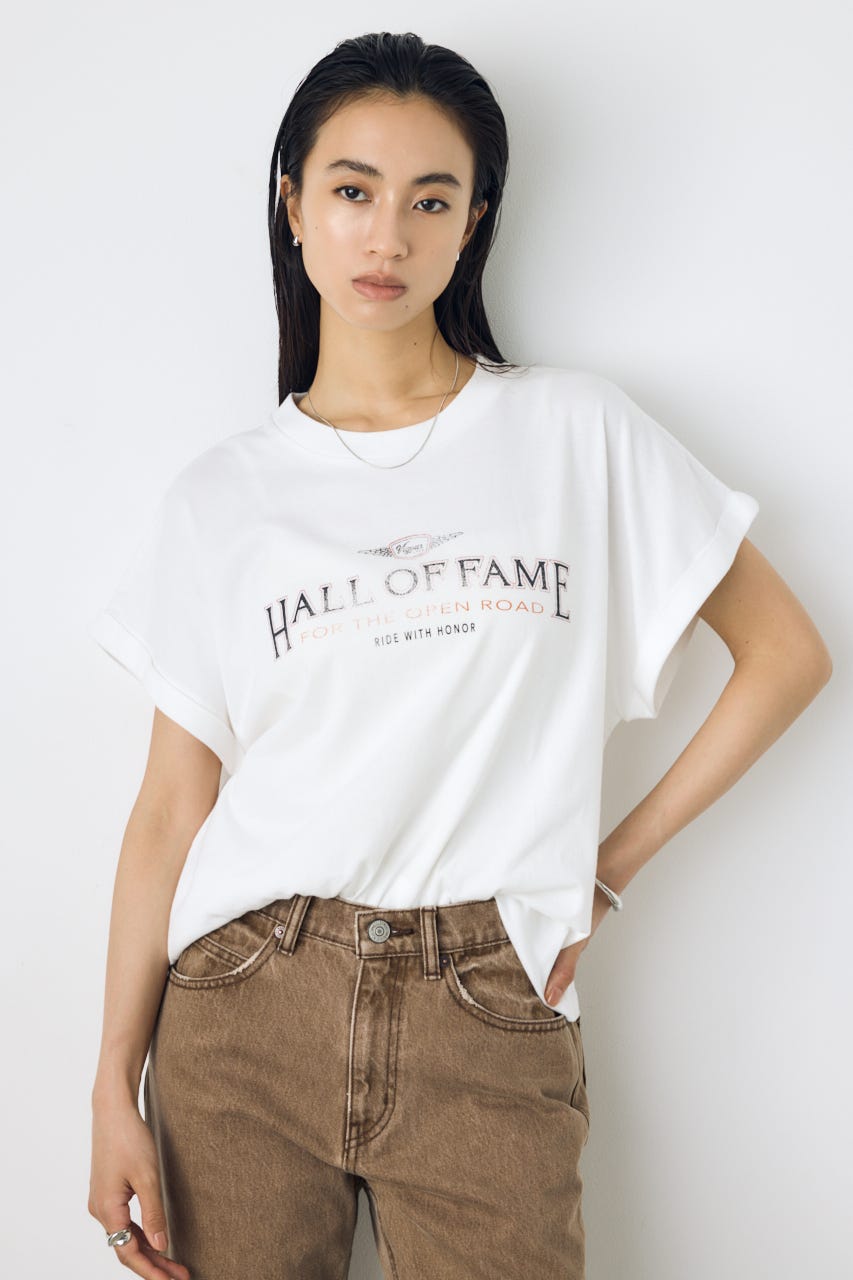 ヴィンテージライクプリントTシャツ O/WHT S