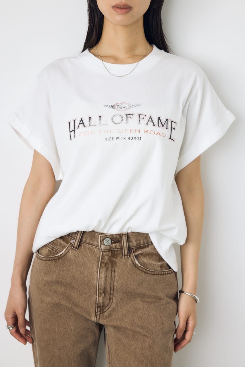 ヴィンテージライクプリントTシャツ O/WHT S