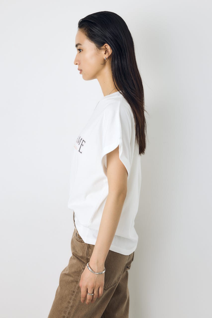 ヴィンテージライクプリントTシャツ O/WHT S