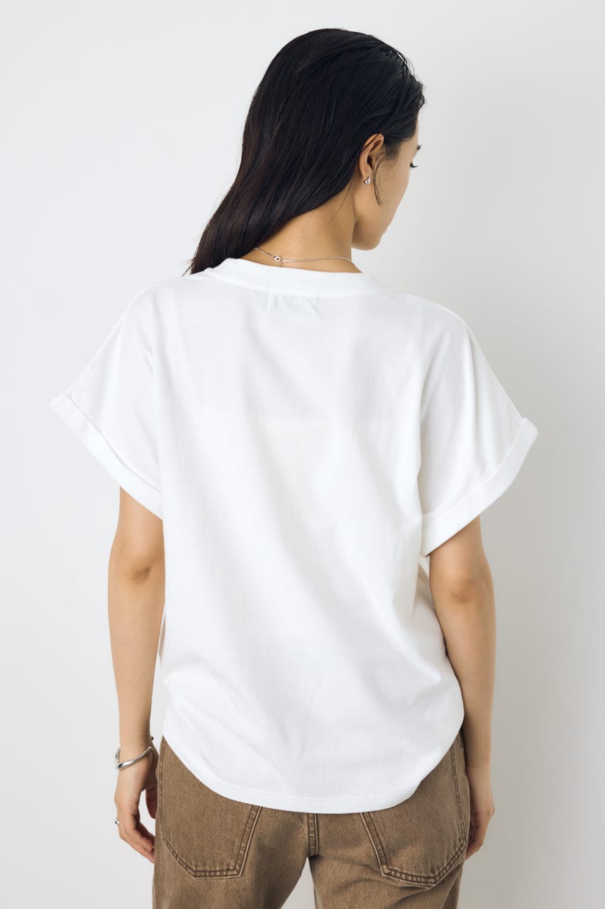 ヴィンテージライクプリントTシャツ O/WHT S
