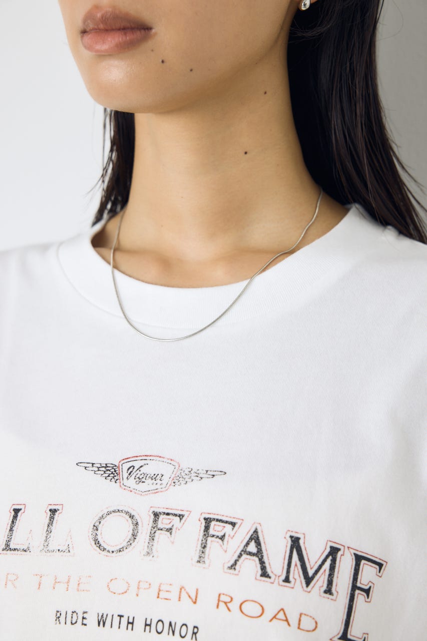 ヴィンテージライクプリントTシャツ O/WHT S
