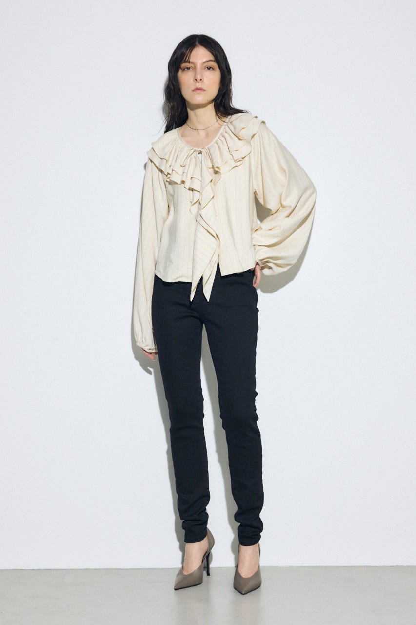 【WEB限定】AZUL DENIM ジャストウエストスキニーデニム BLK S