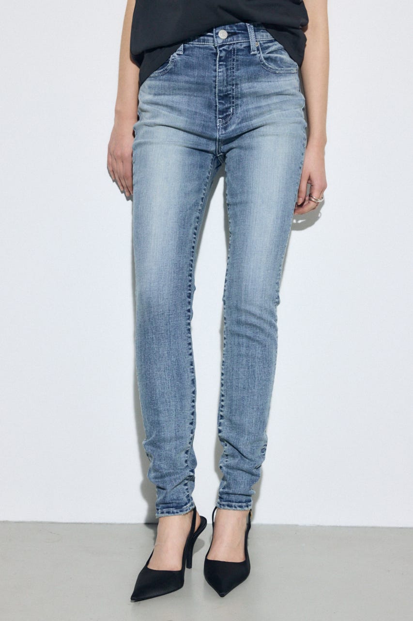 【WEB限定】AZUL DENIM ジャストウエストスキニーデニム L/BLU XS