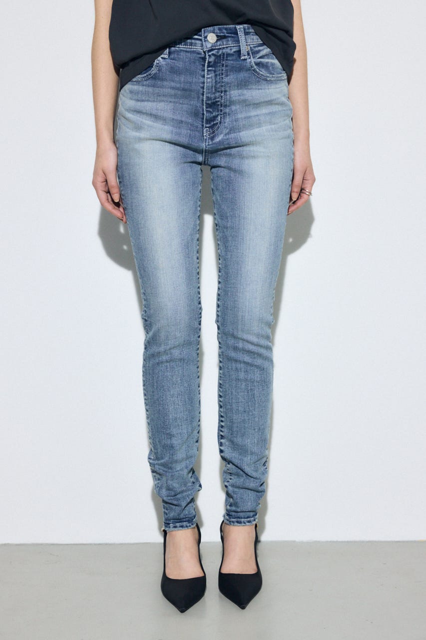 【WEB限定】AZUL DENIM ジャストウエストスキニーデニム L/BLU XS