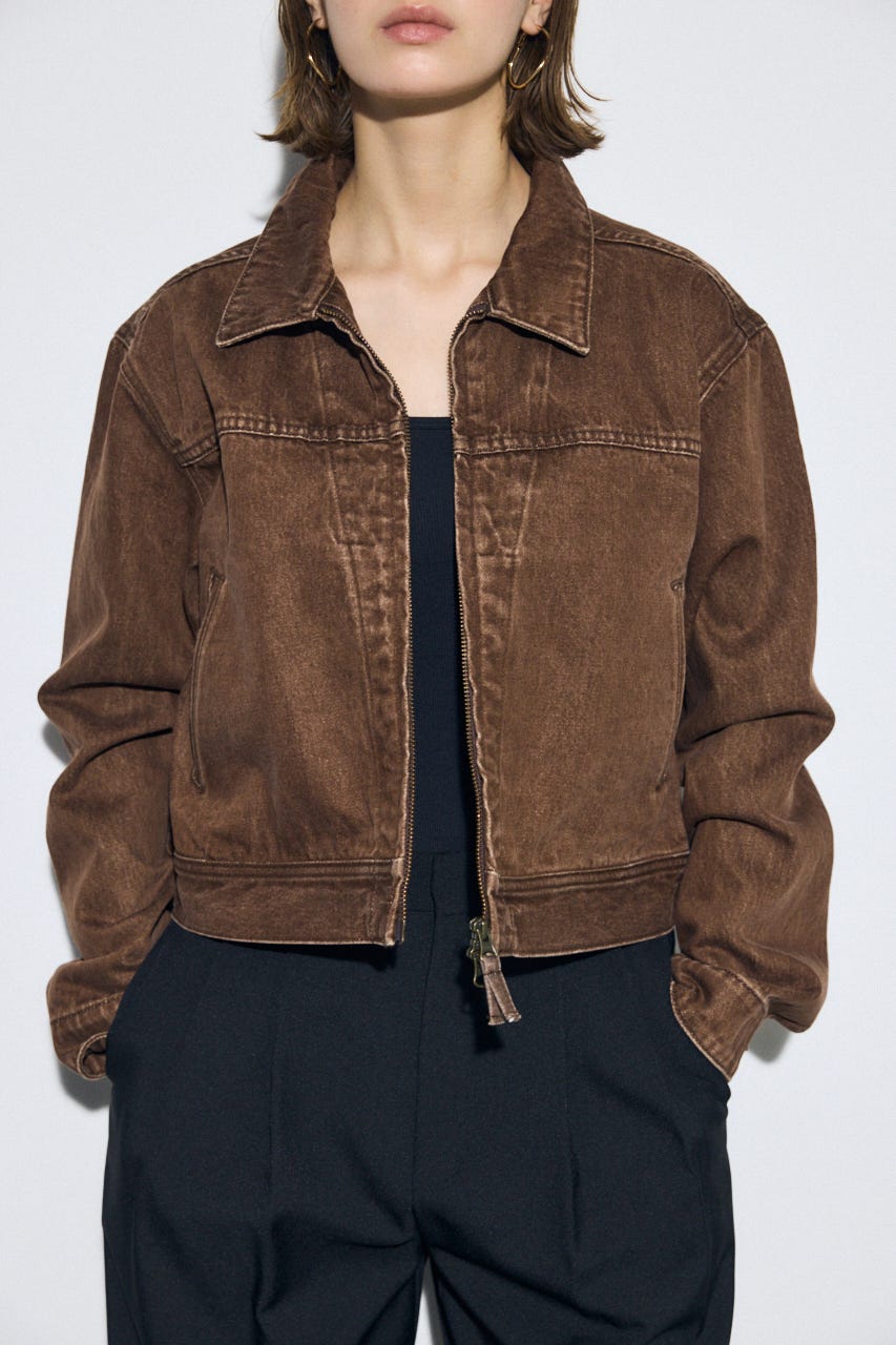 AZUL DENIM ダブルジップブルゾン BRN S