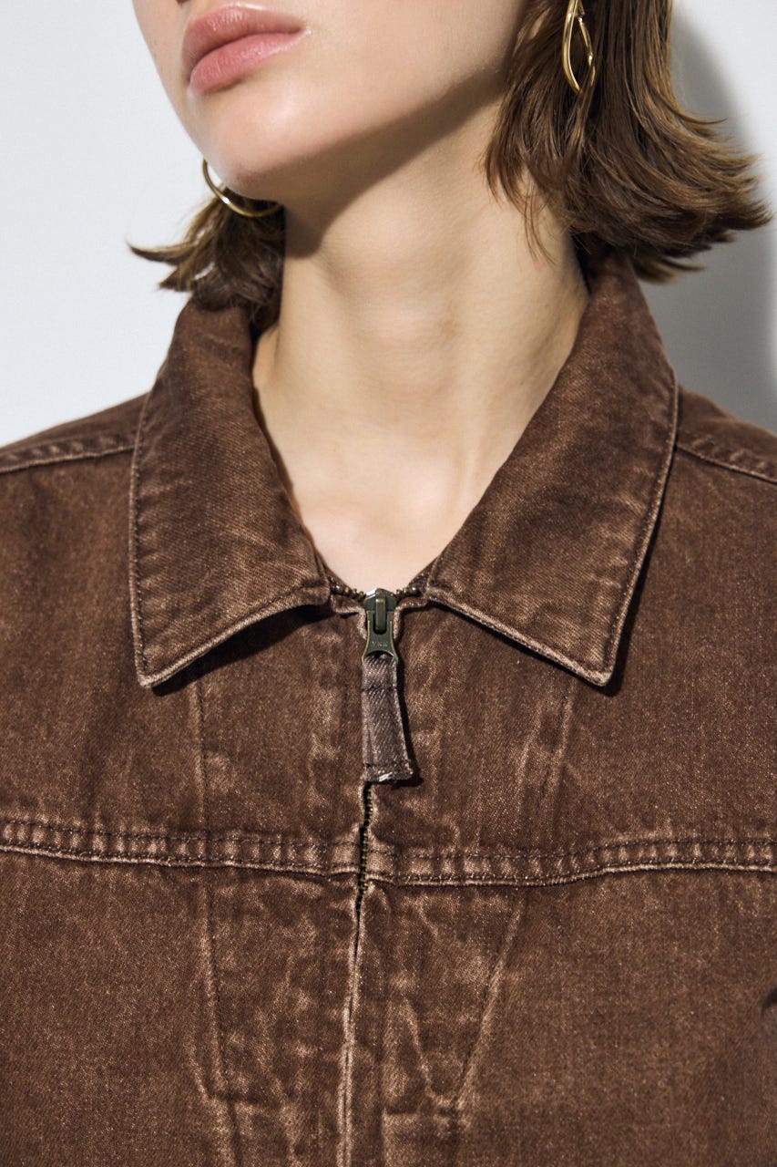 AZUL DENIM ダブルジップブルゾン BRN S