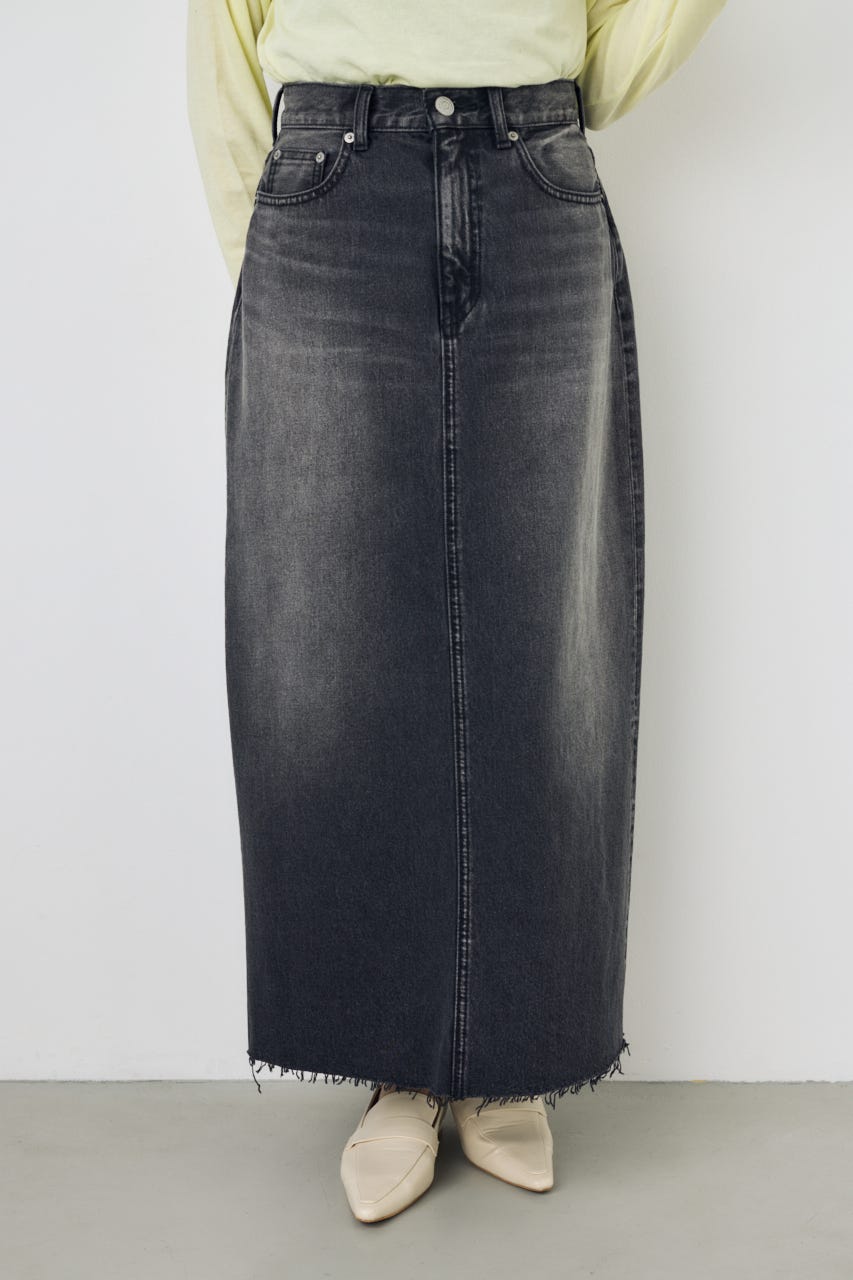 デニムロングスカート L/BLK M