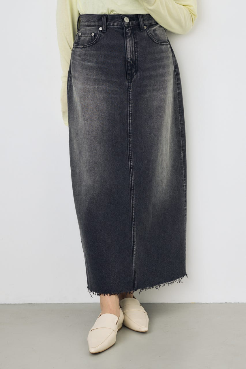 デニムロングスカート L/BLK M