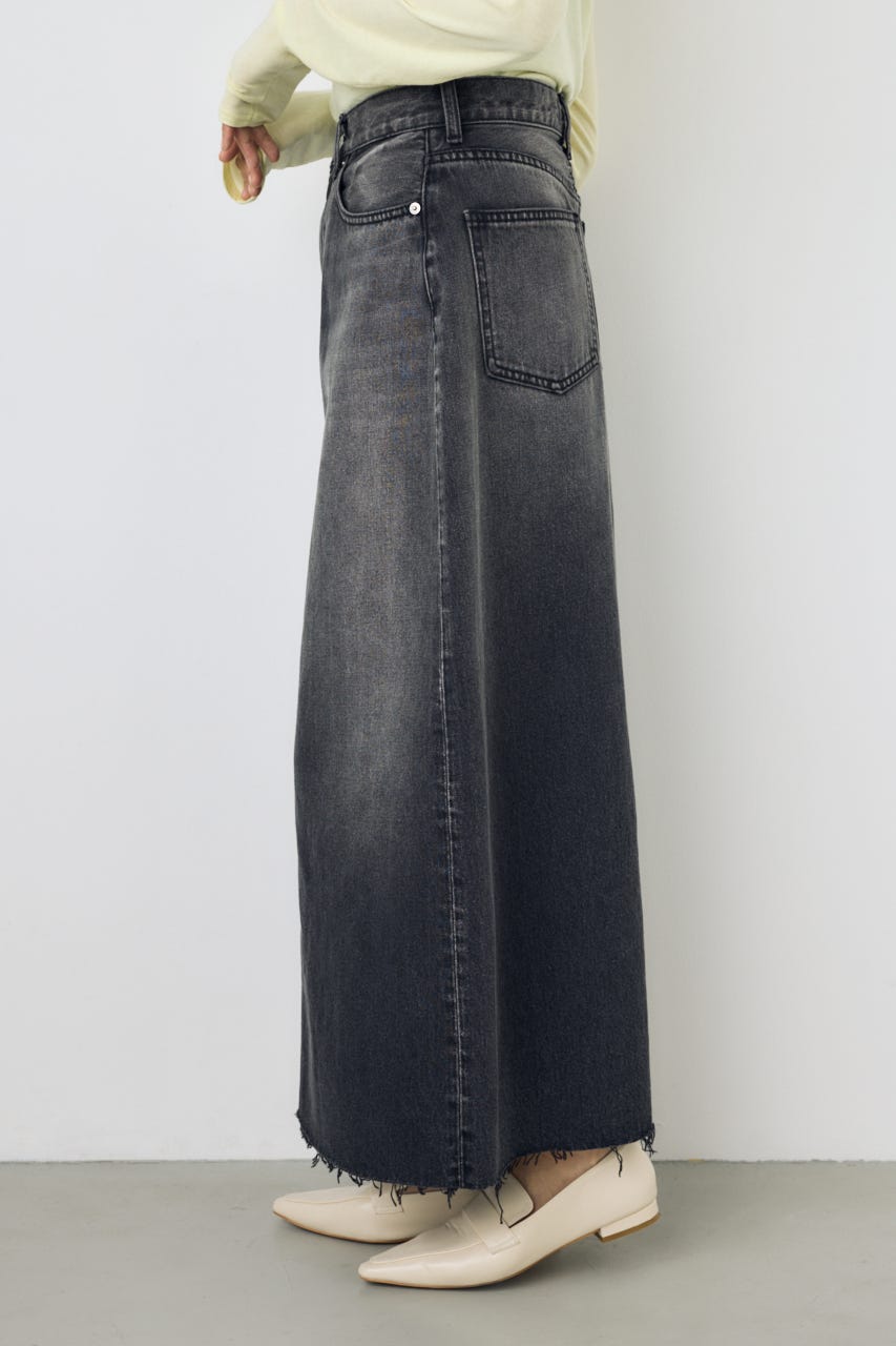 デニムロングスカート L/BLK M