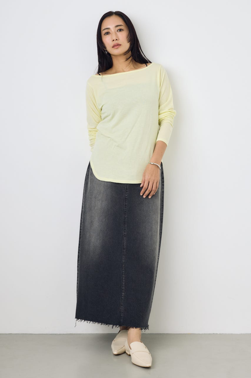 デニムロングスカート L/BLK M