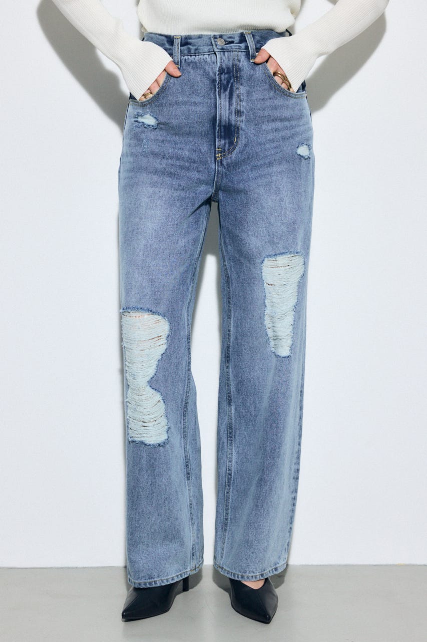 AZUL DENIM レースワイドデニム BLU M