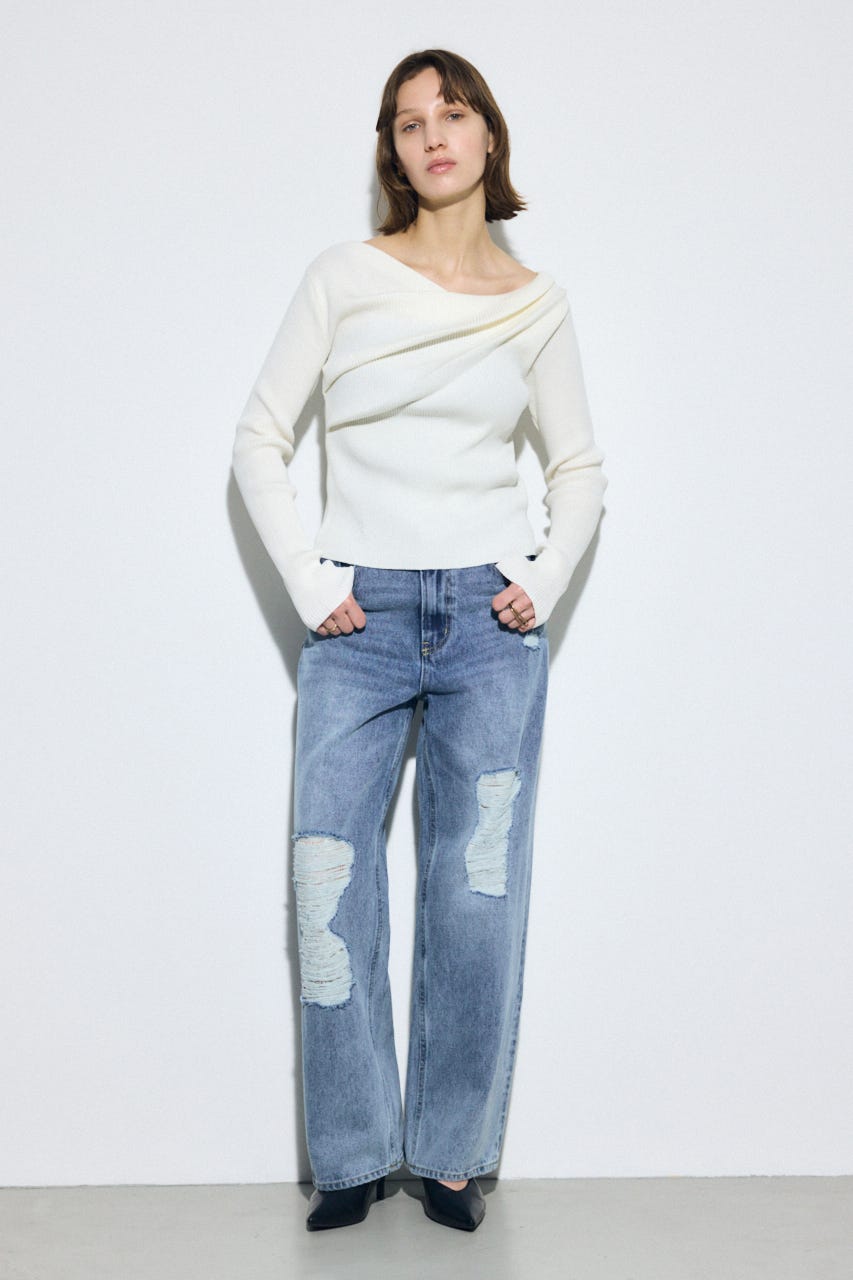 AZUL DENIM レースワイドデニム BLU M