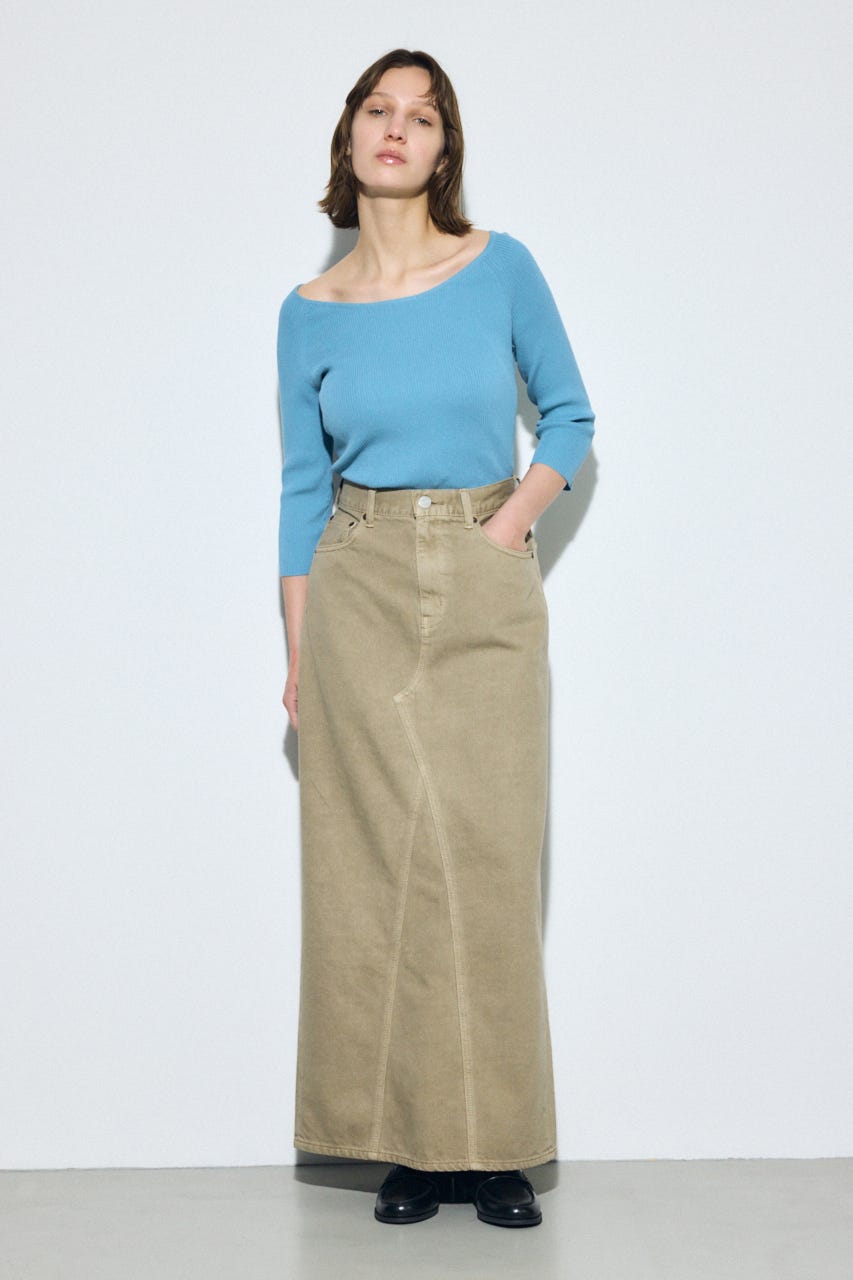 【SS先行アイテム】AZUL DENIM カラーストレートデニムスカート BEG M