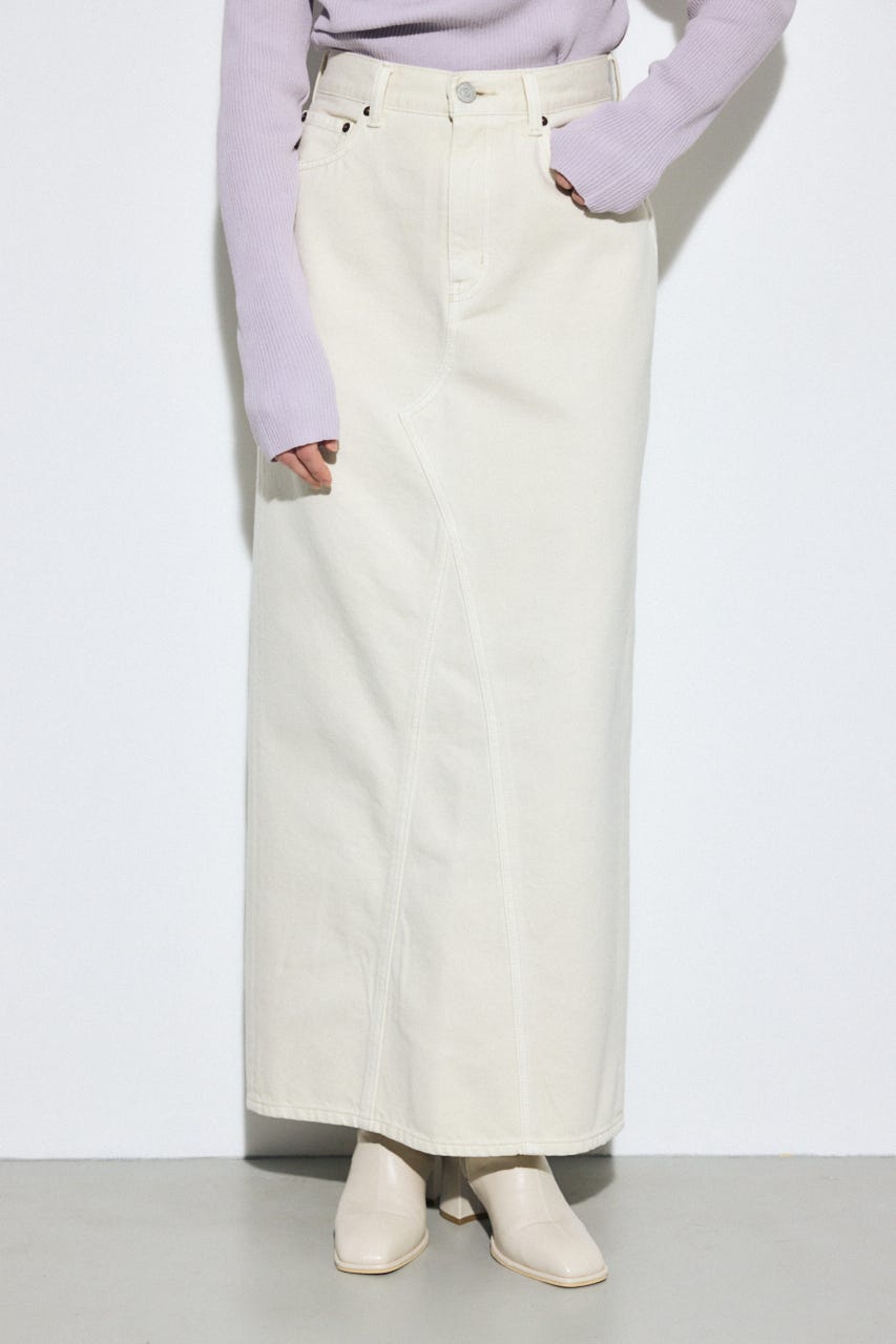 【SS先行アイテム】AZUL DENIM カラーストレートデニムスカート IVOY M