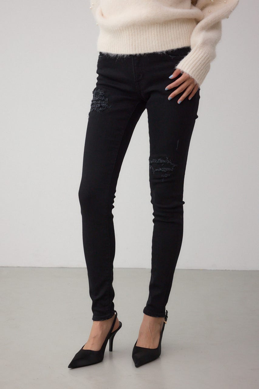AZUL DENIM リペアスキニーデニム BLK XXS