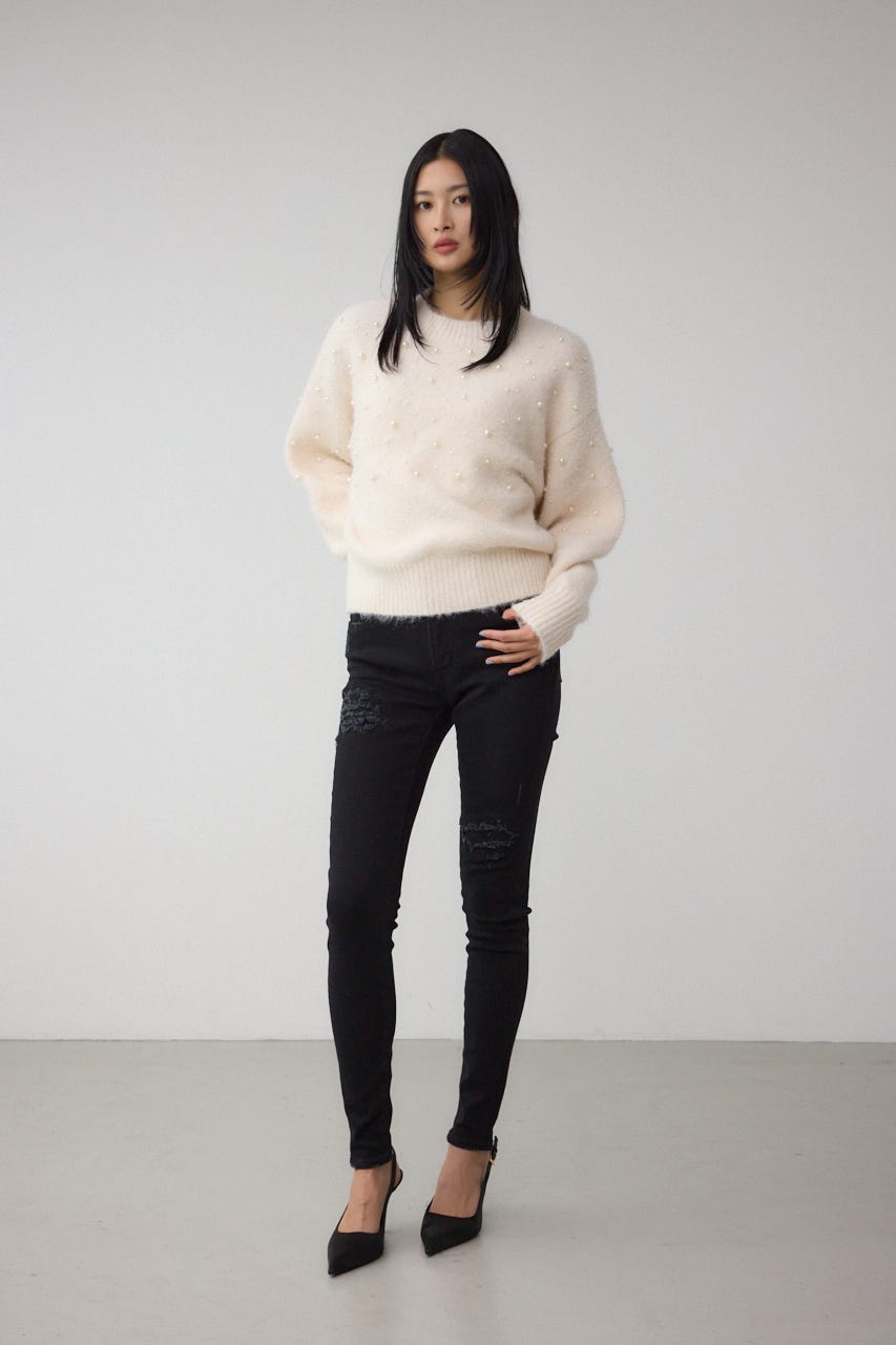 AZUL DENIM リペアスキニーデニム BLK XXS