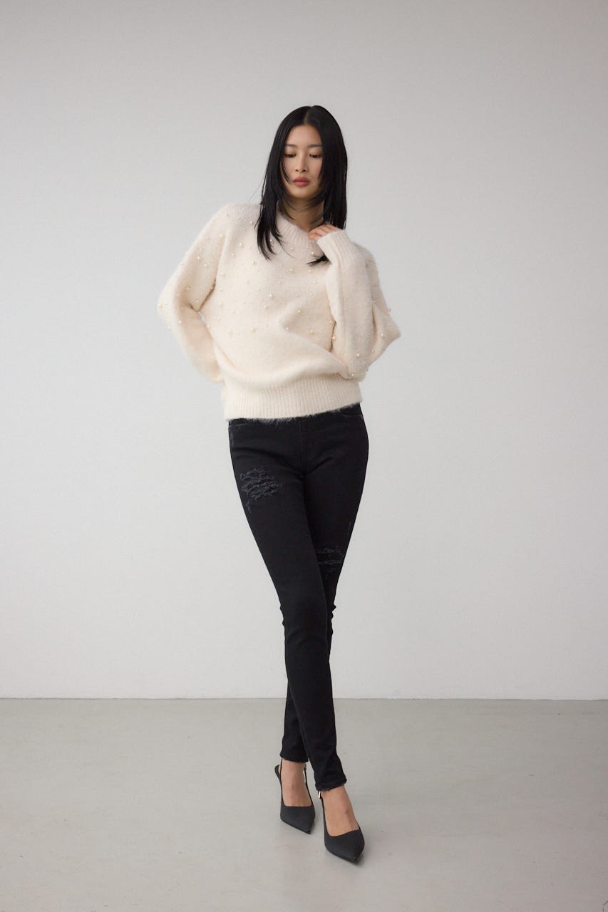 AZUL DENIM リペアスキニーデニム BLK XXS