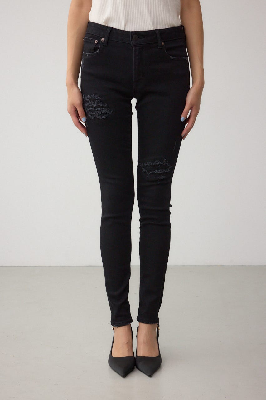 AZUL DENIM リペアスキニーデニム BLK XXS