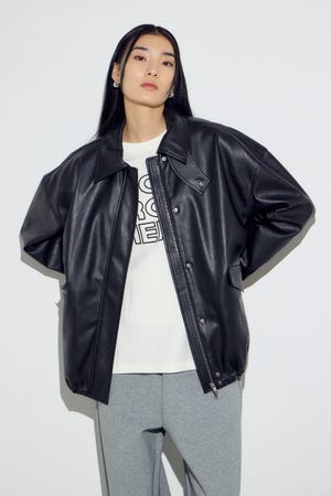 フェイクレザーミドルブルゾン