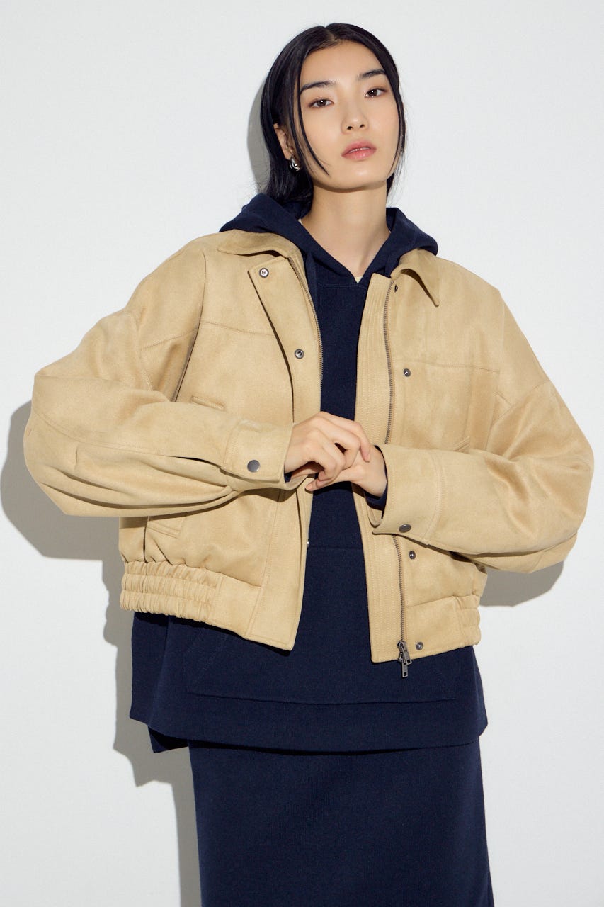 フェイクスエードショートブルゾン BEG FREE