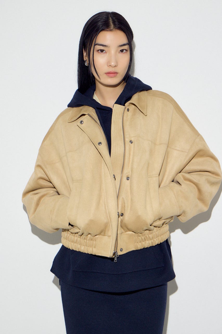 フェイクスエードショートブルゾン BEG FREE