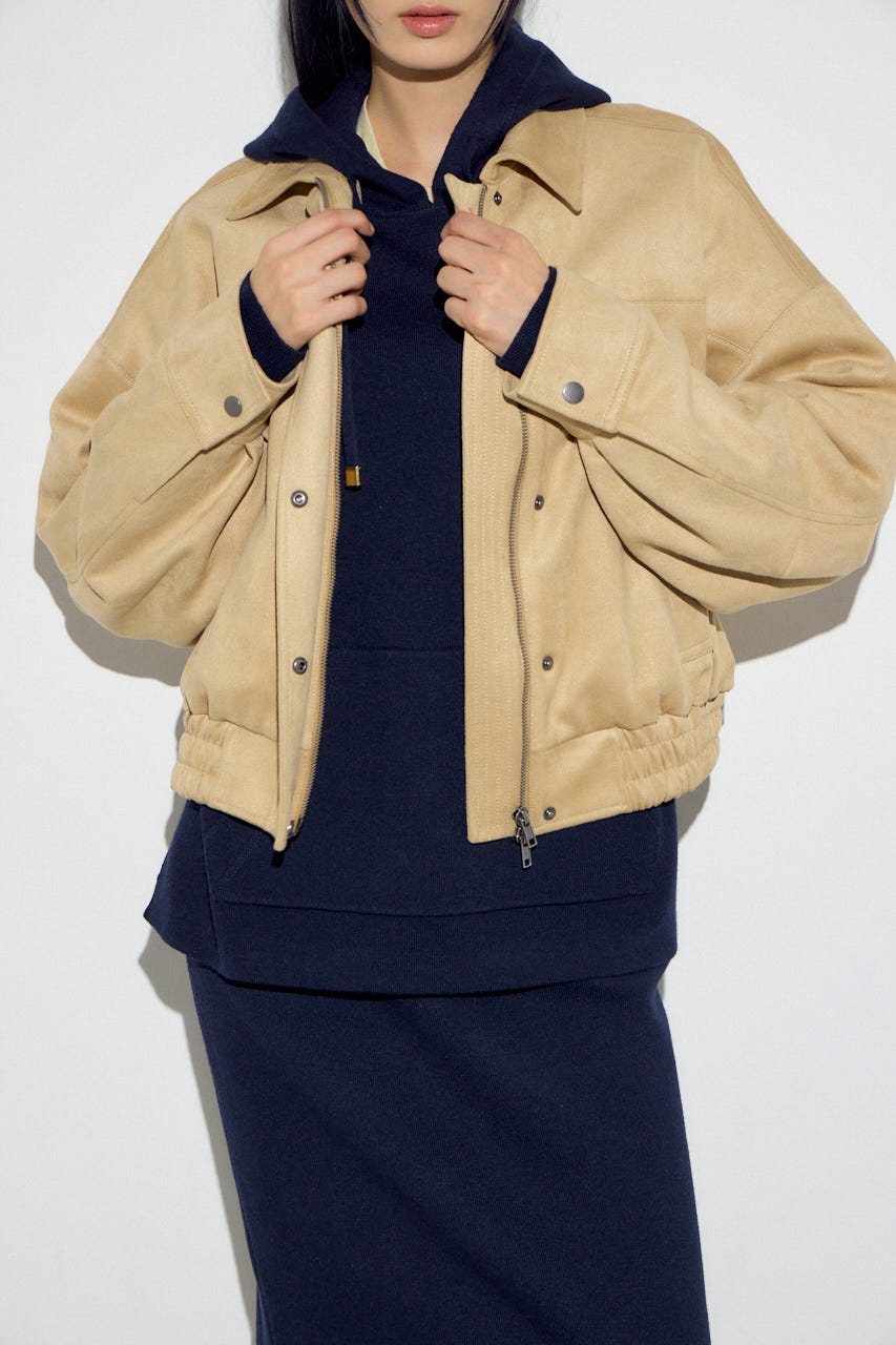 フェイクスエードショートブルゾン BEG FREE