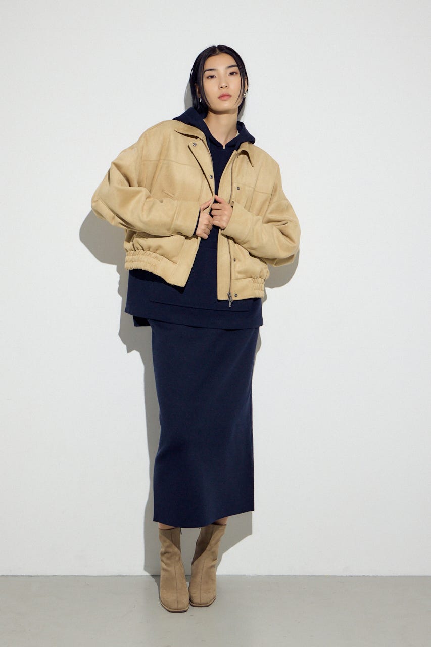 フェイクスエードショートブルゾン BEG FREE