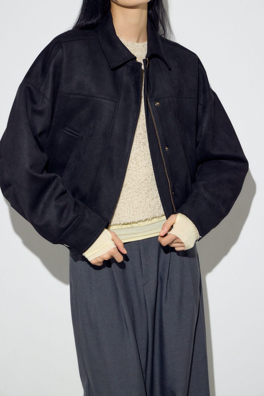 フェイクスエードショートブルゾン BLK FREE