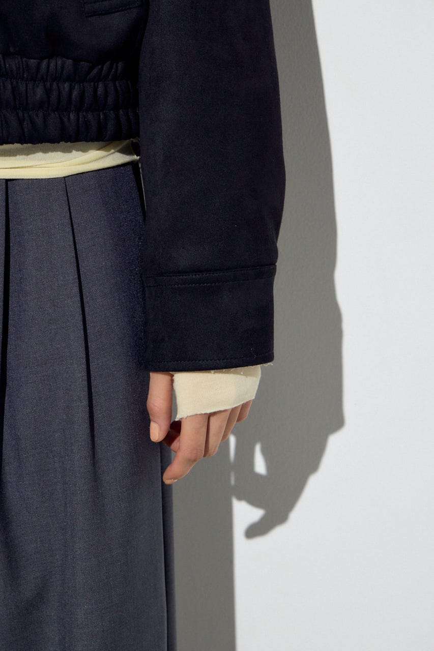 フェイクスエードショートブルゾン BLK FREE