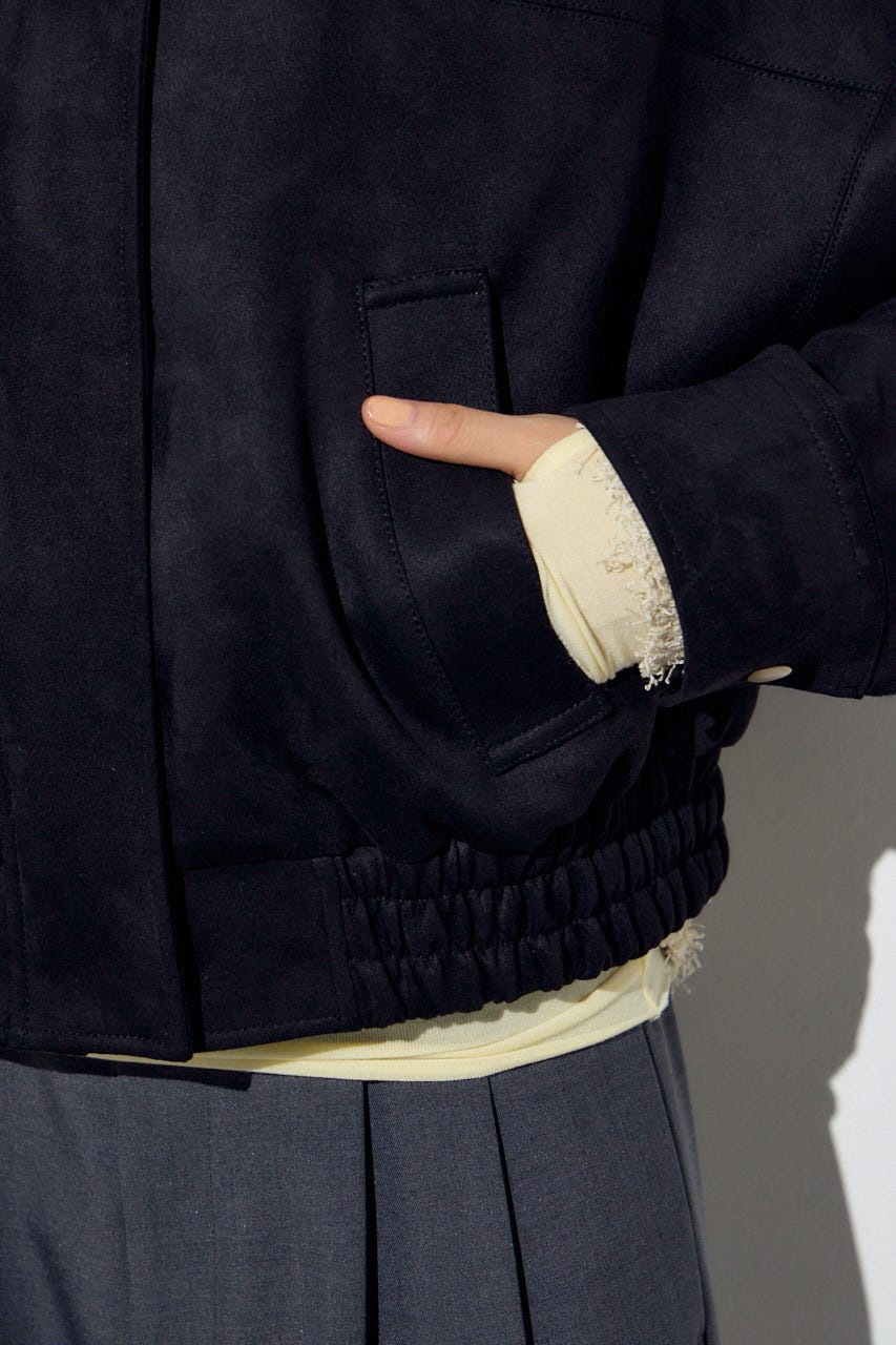 フェイクスエードショートブルゾン BLK FREE