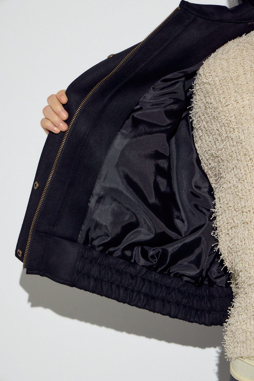 フェイクスエードショートブルゾン BLK FREE