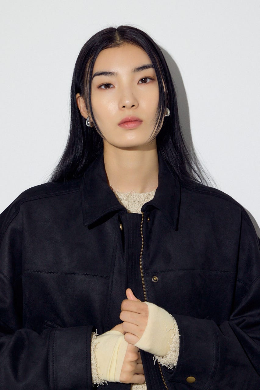 フェイクスエードショートブルゾン BLK FREE