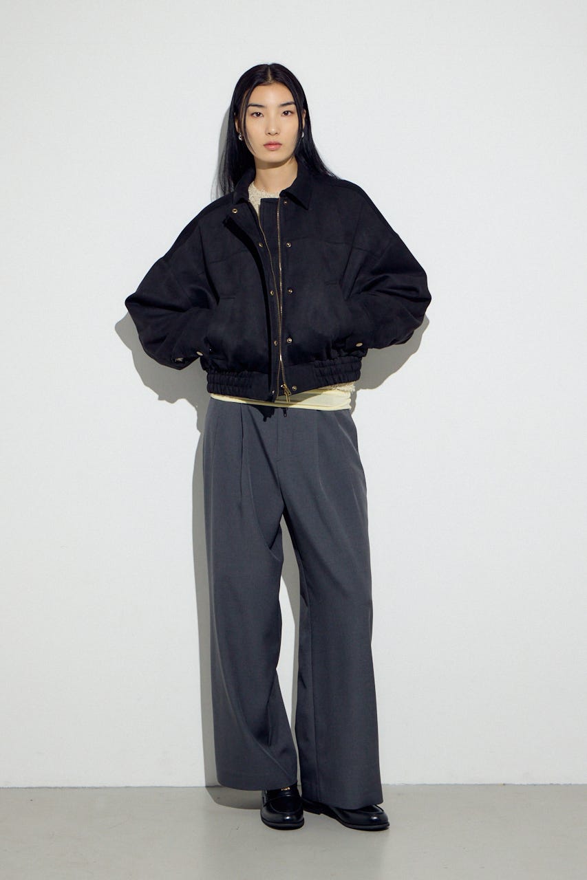 フェイクスエードショートブルゾン BLK FREE