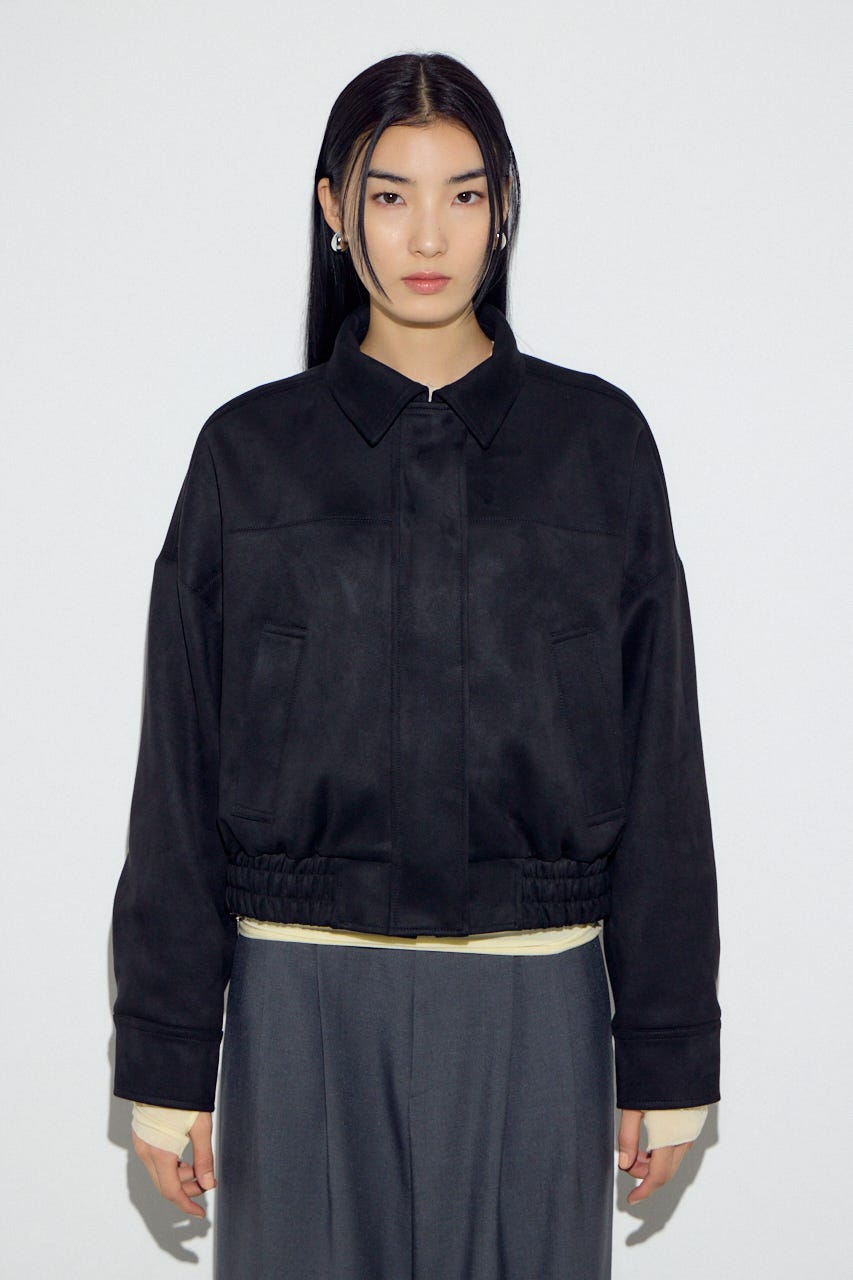 フェイクスエードショートブルゾン BLK FREE