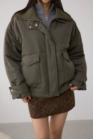 襟リブ中綿ポケットブルゾン