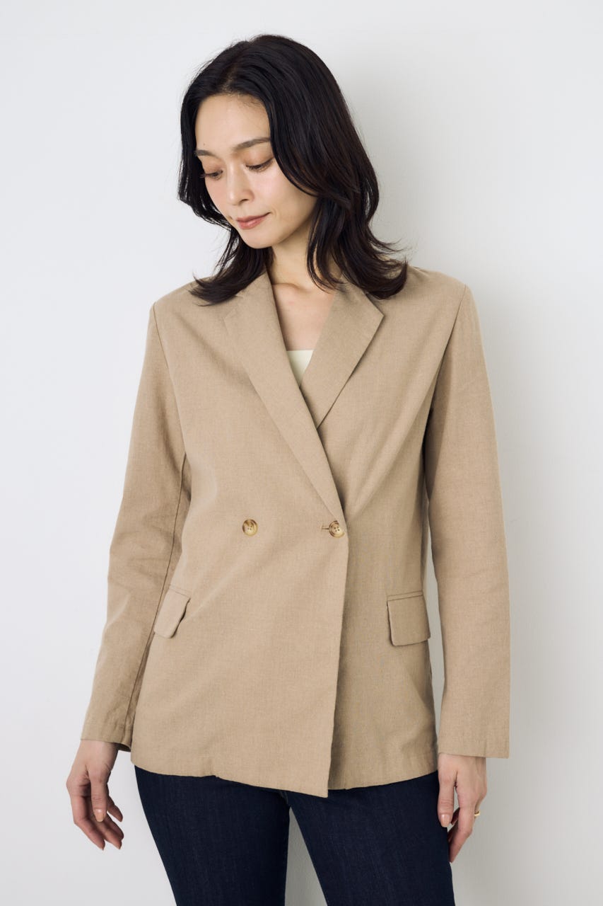 フレンチリネンCOOLMAXテーラードジャケット BEG S