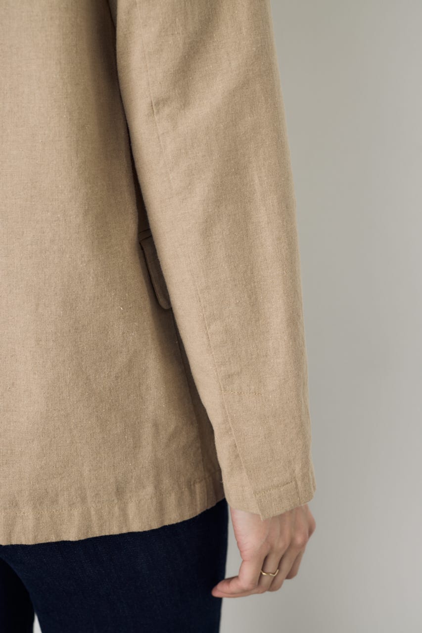 フレンチリネンCOOLMAXテーラードジャケット BEG S