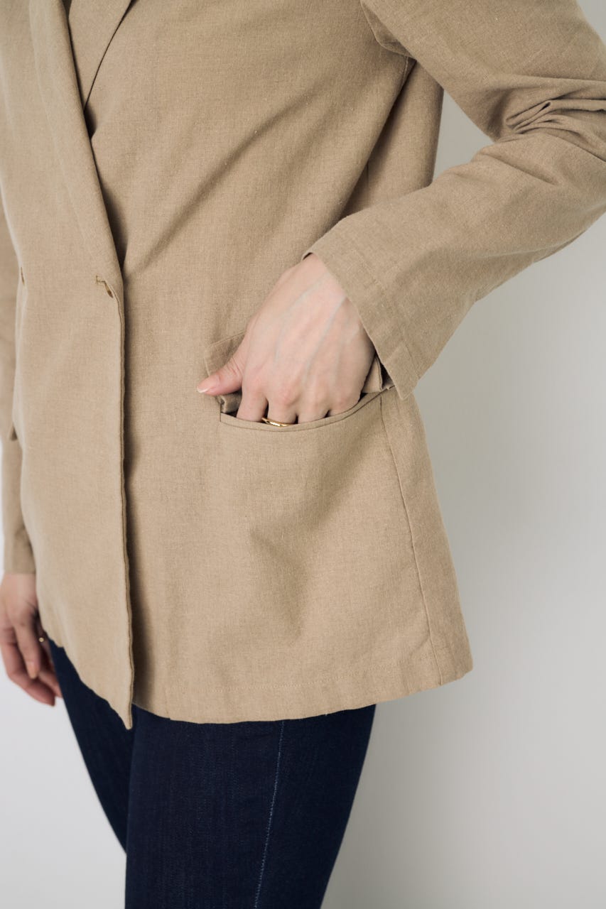 フレンチリネンCOOLMAXテーラードジャケット BEG S