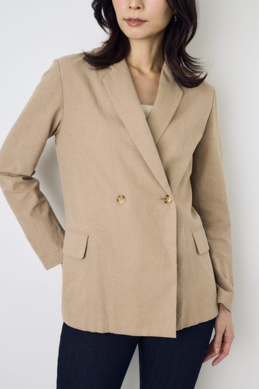 フレンチリネンCOOLMAXテーラードジャケット BEG S