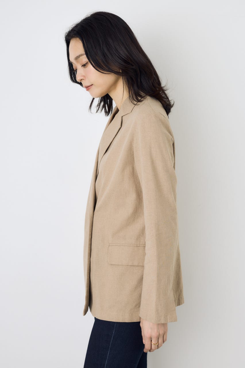 フレンチリネンCOOLMAXテーラードジャケット BEG S