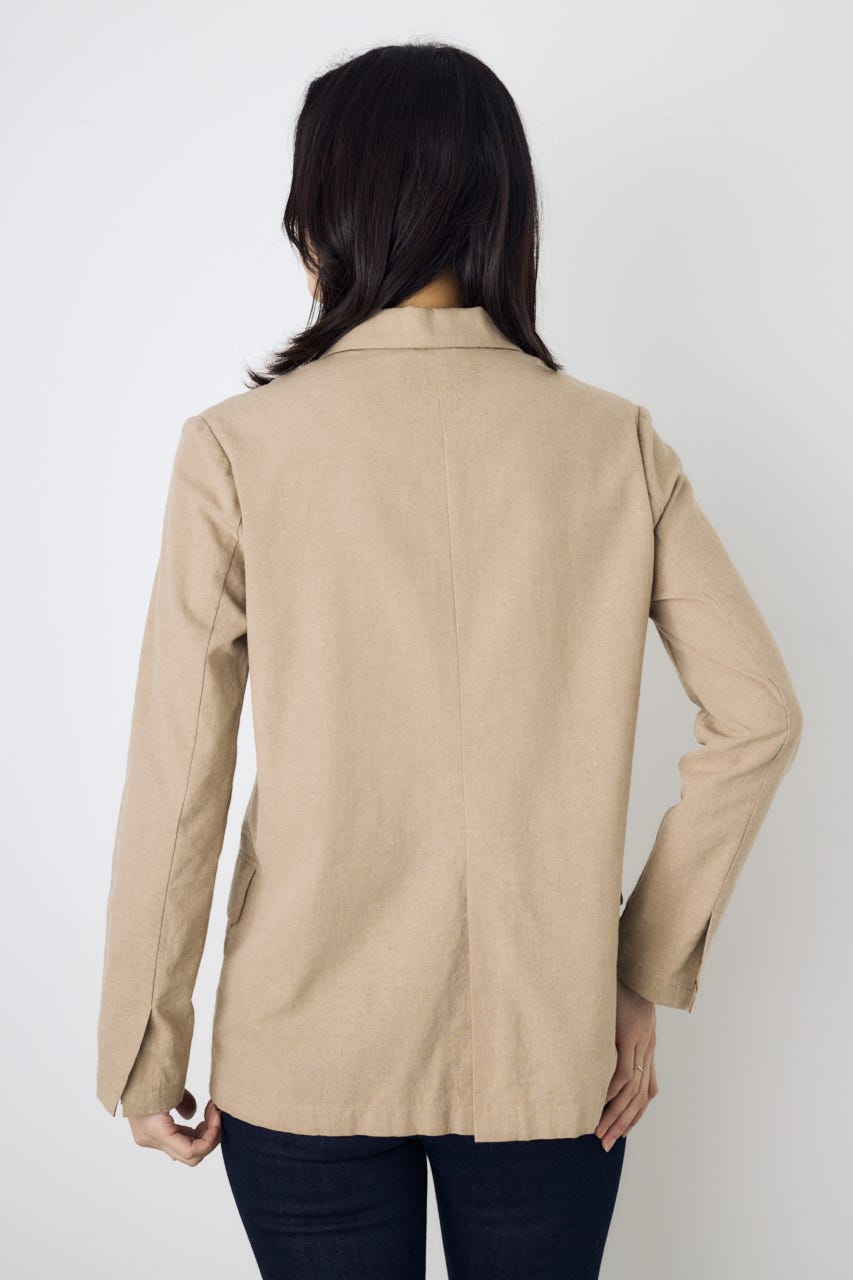 フレンチリネンCOOLMAXテーラードジャケット BEG S